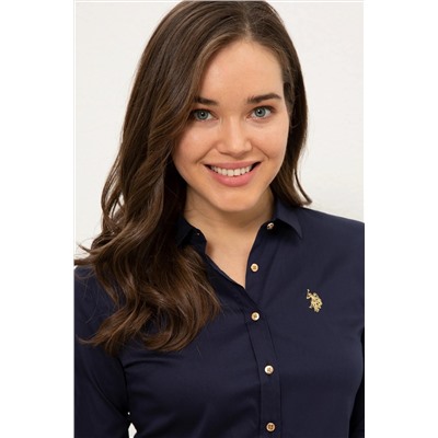 Kadın Lacivert Uzun Kollu Basic Gömlek