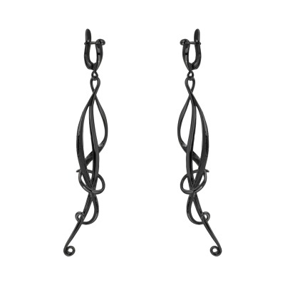 Серьги Узоры (покрытие черный родий), Есть комплект