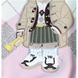 Свободный повседневный свитер с круглым вырезом и нашивкой в ​​виде мультяшного медведя