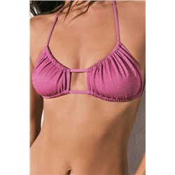 Top bikini fruncido rosa brillo