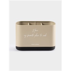 Подставка для кухонных принадлежностей, 19х13 см, 3 отд, металл/пластик, бежевая, Retro