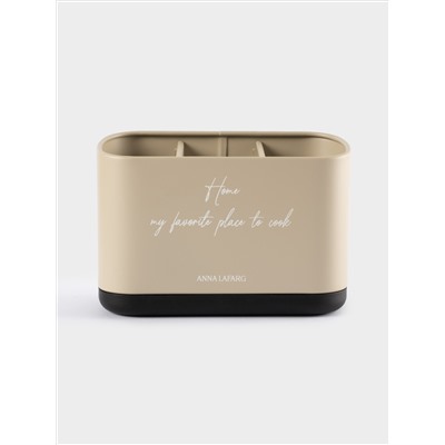 Подставка для кухонных принадлежностей, 19х13 см, 3 отд, металл/пластик, бежевая, Retro