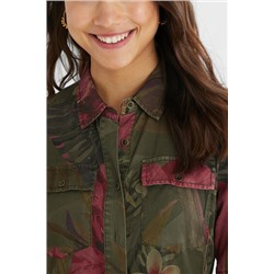 Vestido largo camisero tropical