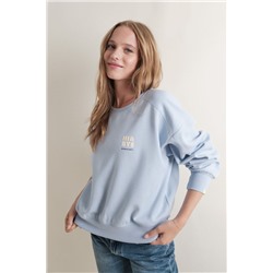 Sudadera corta felpa algodón azul claro