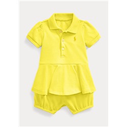 Baby Girl Peplum Mesh Bubble Shortall