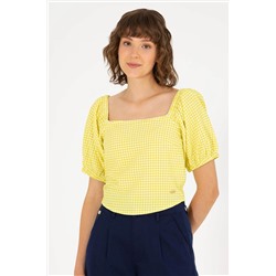 Kadın Neon Sarı Kısa Kollu Gömlek