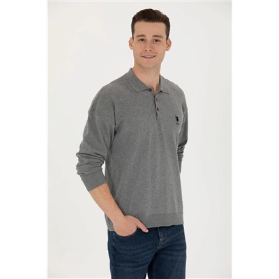 Erkek Gri Melanj Basic Kazak