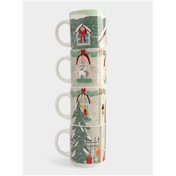 Кружка, 350 мл, 4 шт, фарфор N, Украшенный дом, Band