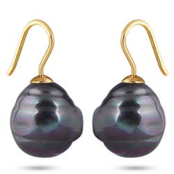 Серьги (Майорка 14мм барочная темно-серый хамелеон; покрытие золото), Есть комплект