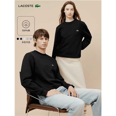 Универсальный хлопковый свитшот черного цвета ЛАКОСТ*Е