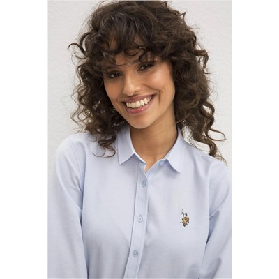 Kadın Açık Mavi Uzun Kollu Basic Gömlek