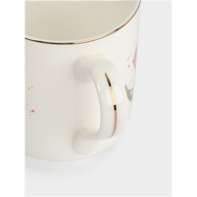 Кружка, 380 мл, фарфор F, белая, с золотистым кантом, Тюльпаны, Giardino