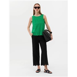 Siyah Flare Cropped Kanvas Pantolon