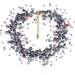 Колье Грозди (жемчуг бензиновый 3-7мм, SW аметист; золото) 36-41см, Есть комплект