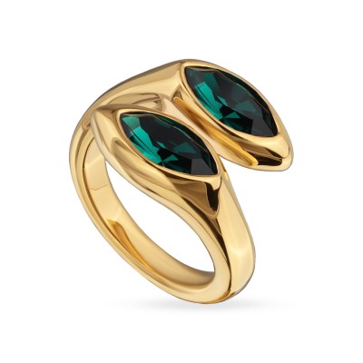 Кольцо Эдем (кристаллы SW зеленые; покрытие золото), Есть комплект