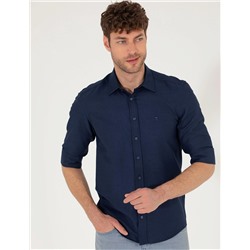 Lacivert Slim Fit Oxford Gömlek