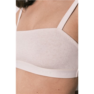 Sujetador top algodón canalé beige