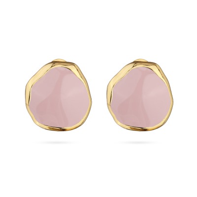 Серьги Палитра (эмаль розовая; покрытие золото), Есть комплект