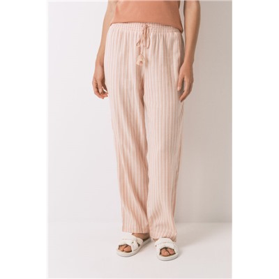 Pantalón largo franela rayas naranja
