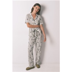 Pijama camisero algodón Paisley verde