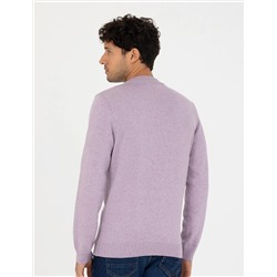 Koyu Lila Slim Fit Bisiklet Yaka Basic Triko Kazak