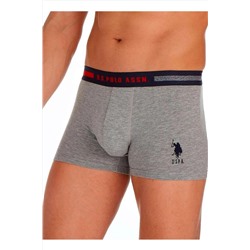 U.S. Polo Assn. Yazılı Lacivert Gri Beyaz 3'lü Pamuklu Likralı Erkek Boxer