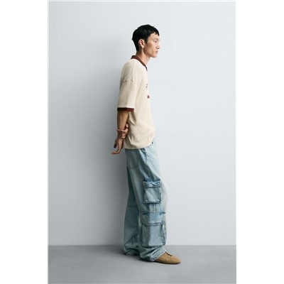 RETRO FOOTBALL TEXTURED POLO SHIRT