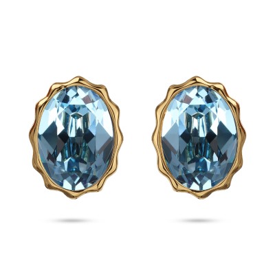 Пусеты Сияние (кристаллы SW аквамарин; покрытие золото), Есть комплект