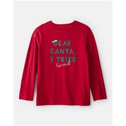 Boys Christmas Santa Long-Sleeve Graphic Tee - Red