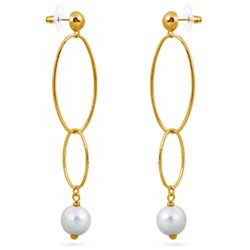 Серьги (Майорка 12мм белая; покрытие золото), Есть комплект