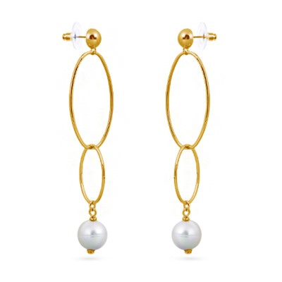 Серьги (Майорка 12мм белая; покрытие золото), Есть комплект