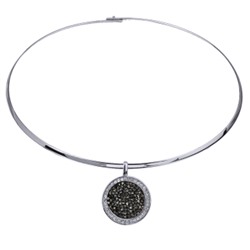 Колье Галактика (кристаллы SW темно-серые; покрытие родий) 42см, Есть комплект