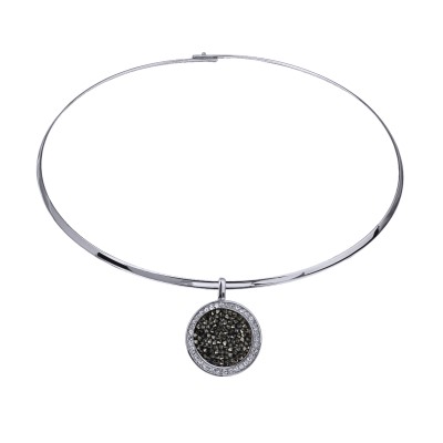 Колье Галактика (кристаллы SW темно-серые; покрытие родий) 42см, Есть комплект