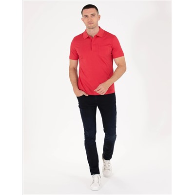 Kırmızı Regular Fit Polo Yaka Merserize Tişört