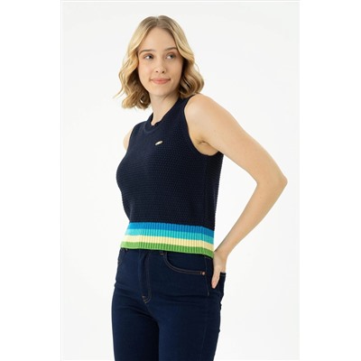 Kadın Lacivert Bisiklet Yaka Kazak