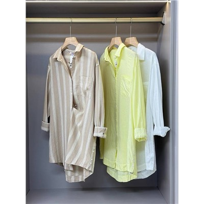 Женская повседневная рубашка из смесового льна