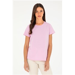 Kadın Pembe Bisiklet Yaka Basic Tişört