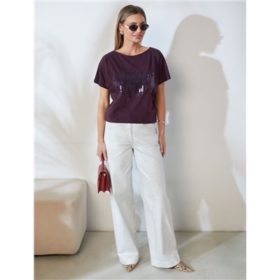 Нарядная футболка с принтом пайетками