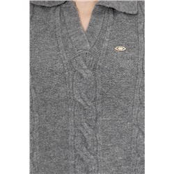 Kadın Gri Melanj V - Yaka Kazak