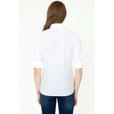 Kadın Beyaz Uzun Kollu Basic Gömlek