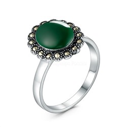 Подвеска из чернёного серебра с агатом и марказитами 925 пробы GAP3190аз