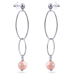 Серьги (Майорка 12мм нежный персик; покрытие родий), Есть комплект