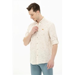 Erkek Ekru Uzun Kollu Gömlek