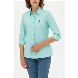 Kadın Mint Uzun Kollu Basic Gömlek