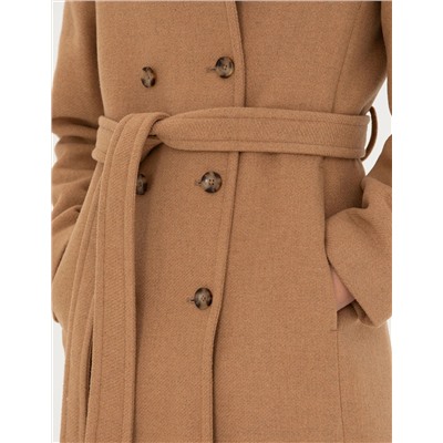 Bej Slim Fit Kaşe Kaban