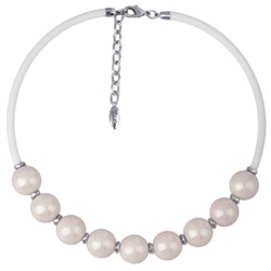 Колье Гевея (Майорка 16мм розовая, каучук белый; покрытие родий) 45-50см, Есть комплект