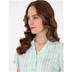 Mint Kısakollu Gömlek Pijama Takımı