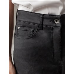 Брюки зауженные из эластичного хлопка с покрытием под кожу