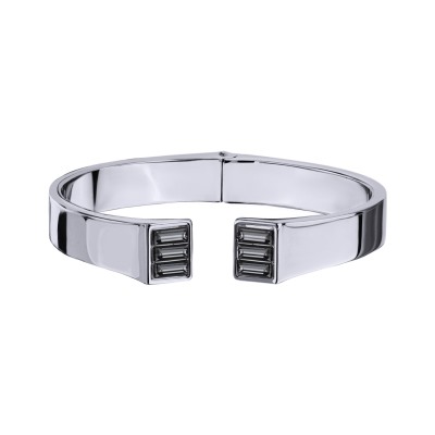 Браслет Богемия (кристаллы SW темно-серые; покрытие родий), Есть комплект