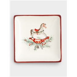 Блюдо, 15х15 см, керамика D, квадратное, красное, Лошадка, Festival